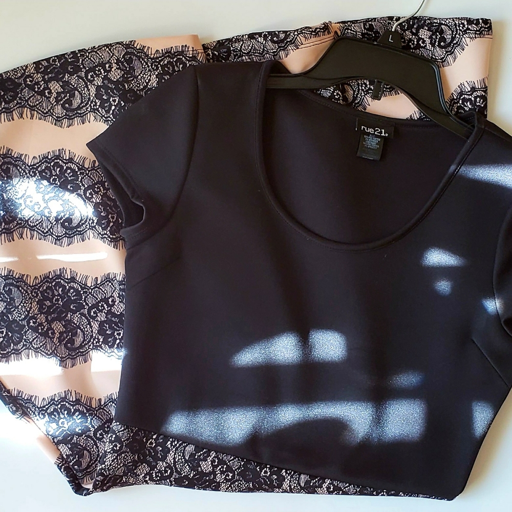ROSE GOLD AND BLACK LACE DRESS